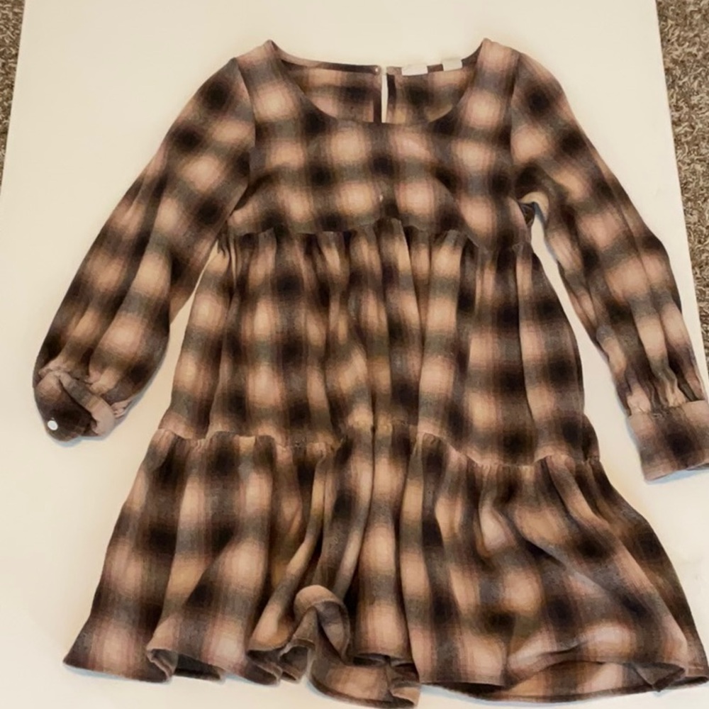 Levi's Brown and Black Casual Sundress with Bishop Sleeves